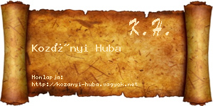 Kozányi Huba névjegykártya